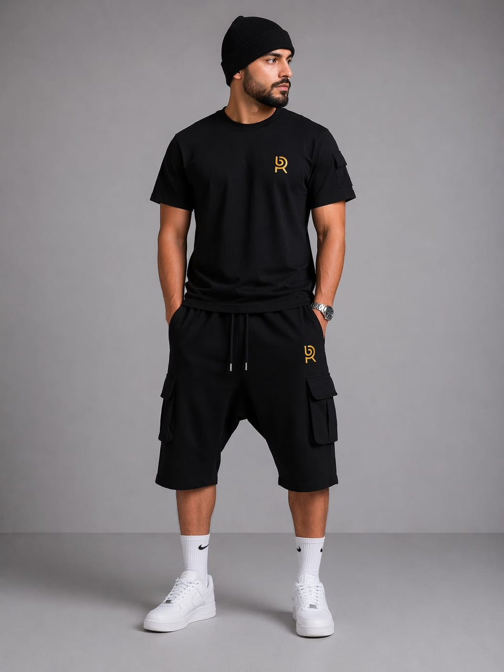 Ensemble Sarouel Homme RB Mastour – T-Shirt + Short Cargo – Tenue Été Confort & Streetwear