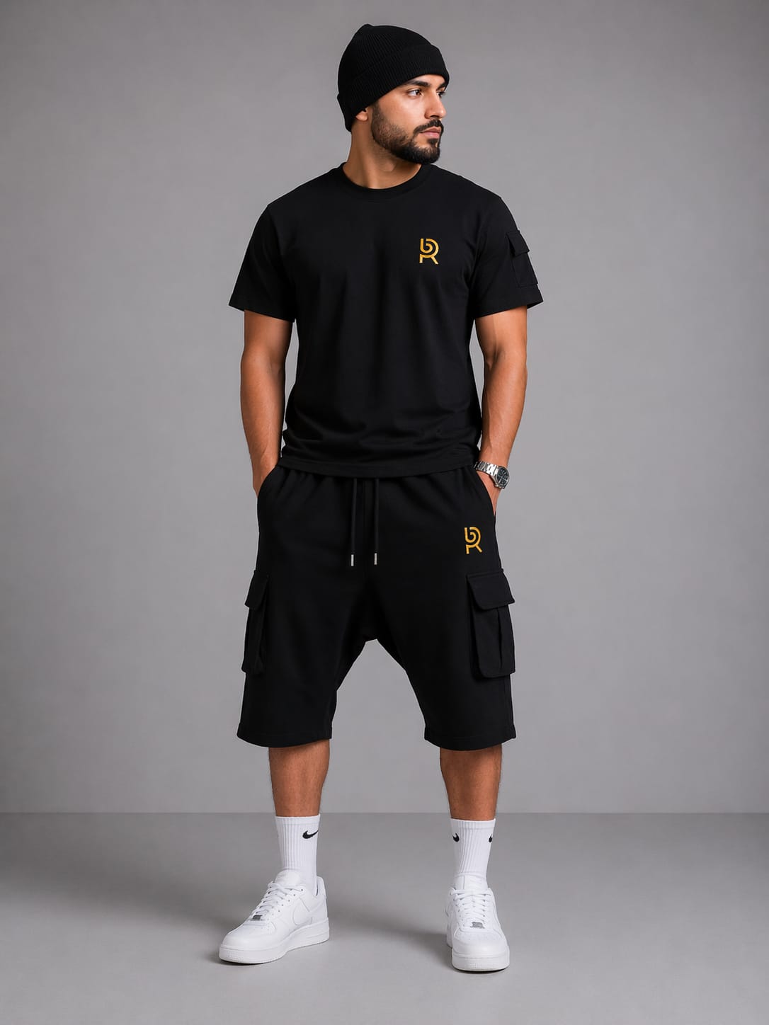 Ensemble Sarouel Homme RB Mastour – T-Shirt + Short Cargo – Tenue Été Confort & Streetwear