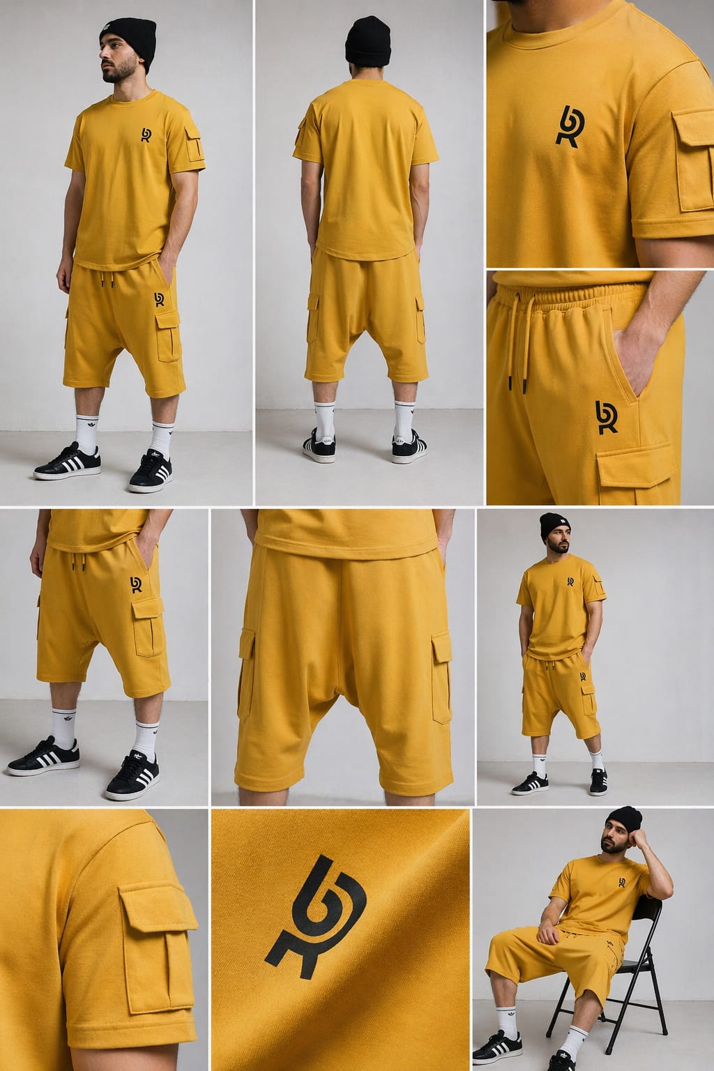 Ensemble Sarouel Homme RB Mastour – T-Shirt + Short Cargo – Tenue Été Confort & Streetwear